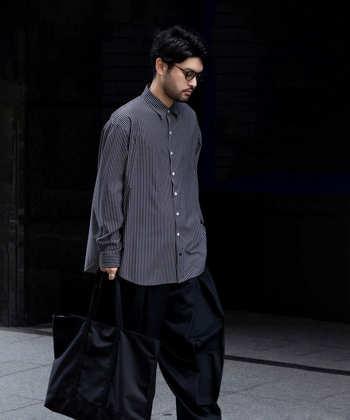 【KANEMASA PHIL.】カネマサのPENCIL STRIPE DRESS JERSEY SHIRT - BLACK SP 公式通販session福岡セレクトショップ