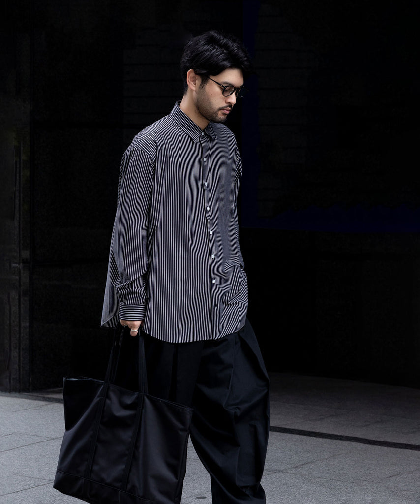 KANEMASA PHIL.】PENCIL STRIPE DRESS JERSEY SHIRT - BLACK SP | 公式