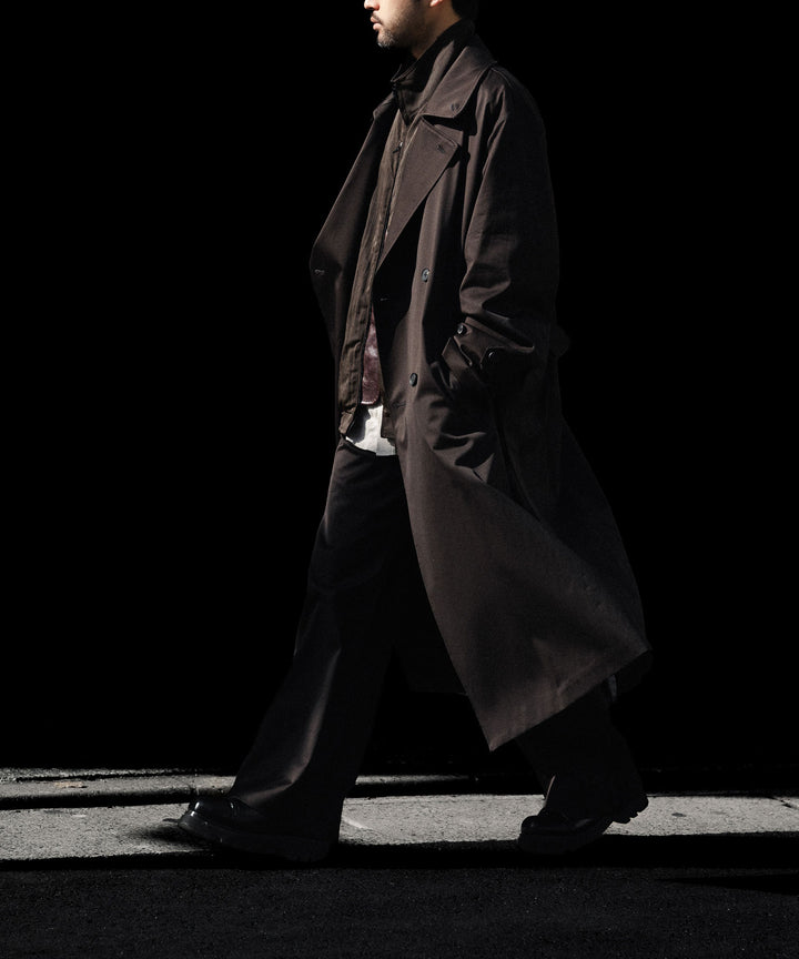 ssstein(シュタイン)のCOTTON SATIN OVERSIZED DOUBLE BREASTED COAT - DARK BROWNの公式通販サイトsession福岡セレクトショップ