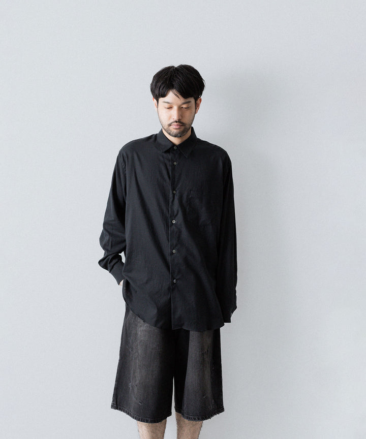 ssstein(シュタイン)のCOTTON/SILK OVERSIZED REGULAR COLLAR SHIRT - BLACKの公式通販サイトsession福岡セレクトショップ