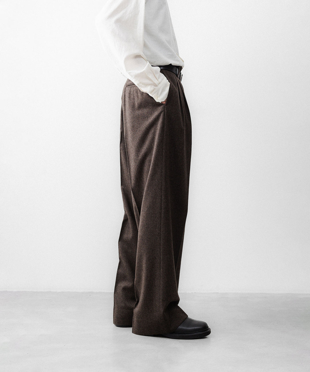 ssstein(シュタイン)のWOOL DOESKIN LONG WIDE TROUSERS - GREY BROWNの公式通販サイトsession福岡セレクトショップ
