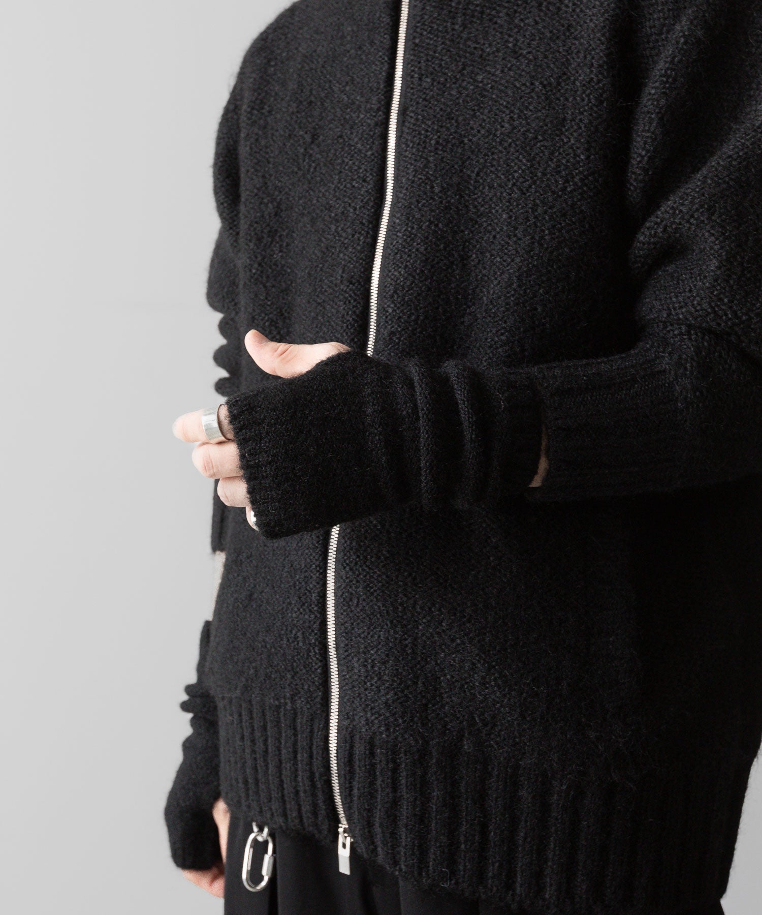 Exclusive【 VEIN 】SHAGGY KNIT DRIVERS JACKET - BLACK