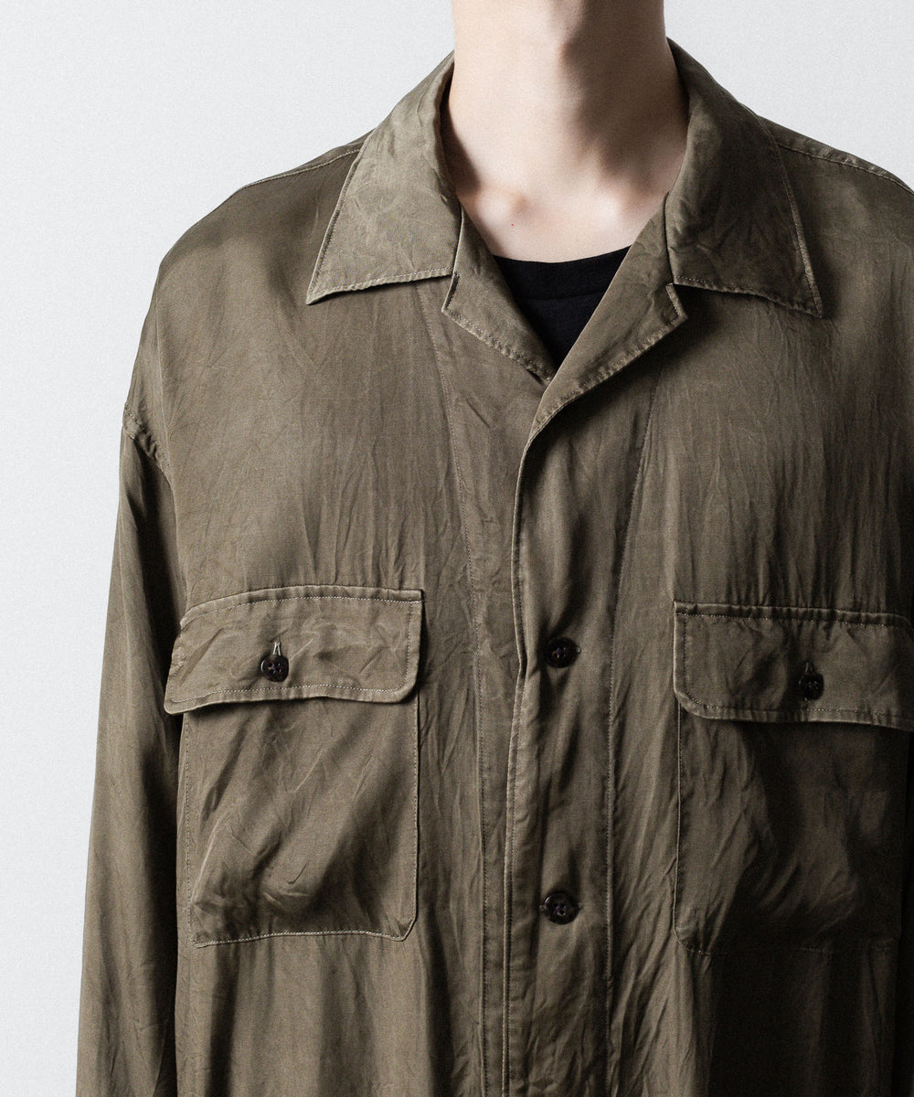 ANTHEM A-アンセムエーのPIGMENT CUPRO OPEN COLLAR SHIRTのKHAKI 公式通販サイトsession福岡セレクトショップ