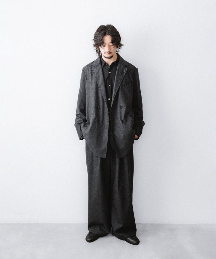 【ANTHEM A】WOOL CASHMERE POPLIN MELTON JACKET - CHARCOAL