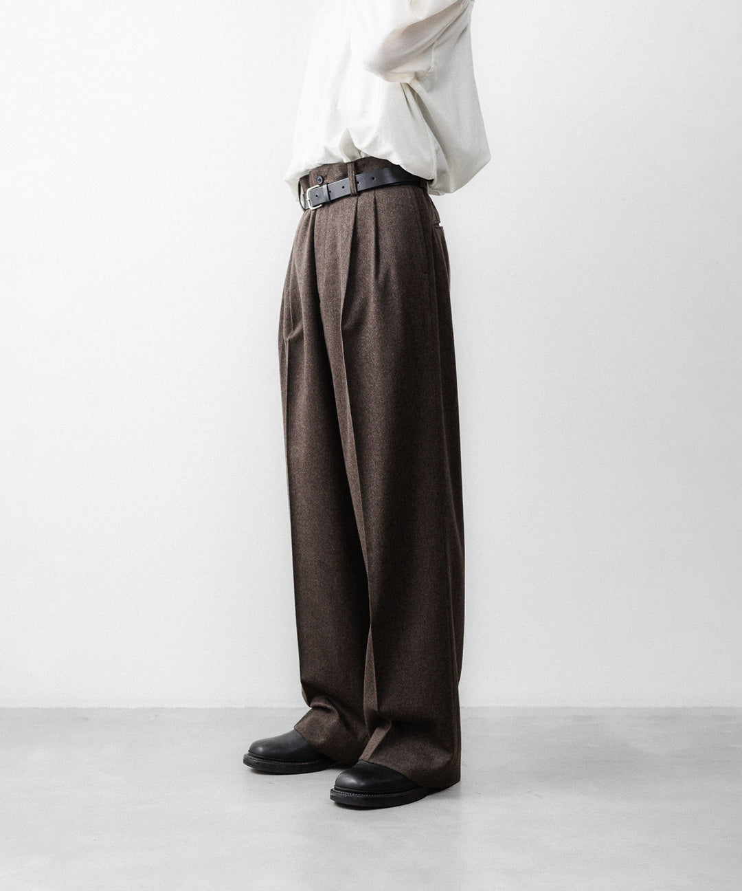 ssstein(シュタイン)のWOOL DOESKIN LONG WIDE TROUSERS - GREY BROWNの公式通販サイトsession福岡セレクトショップ