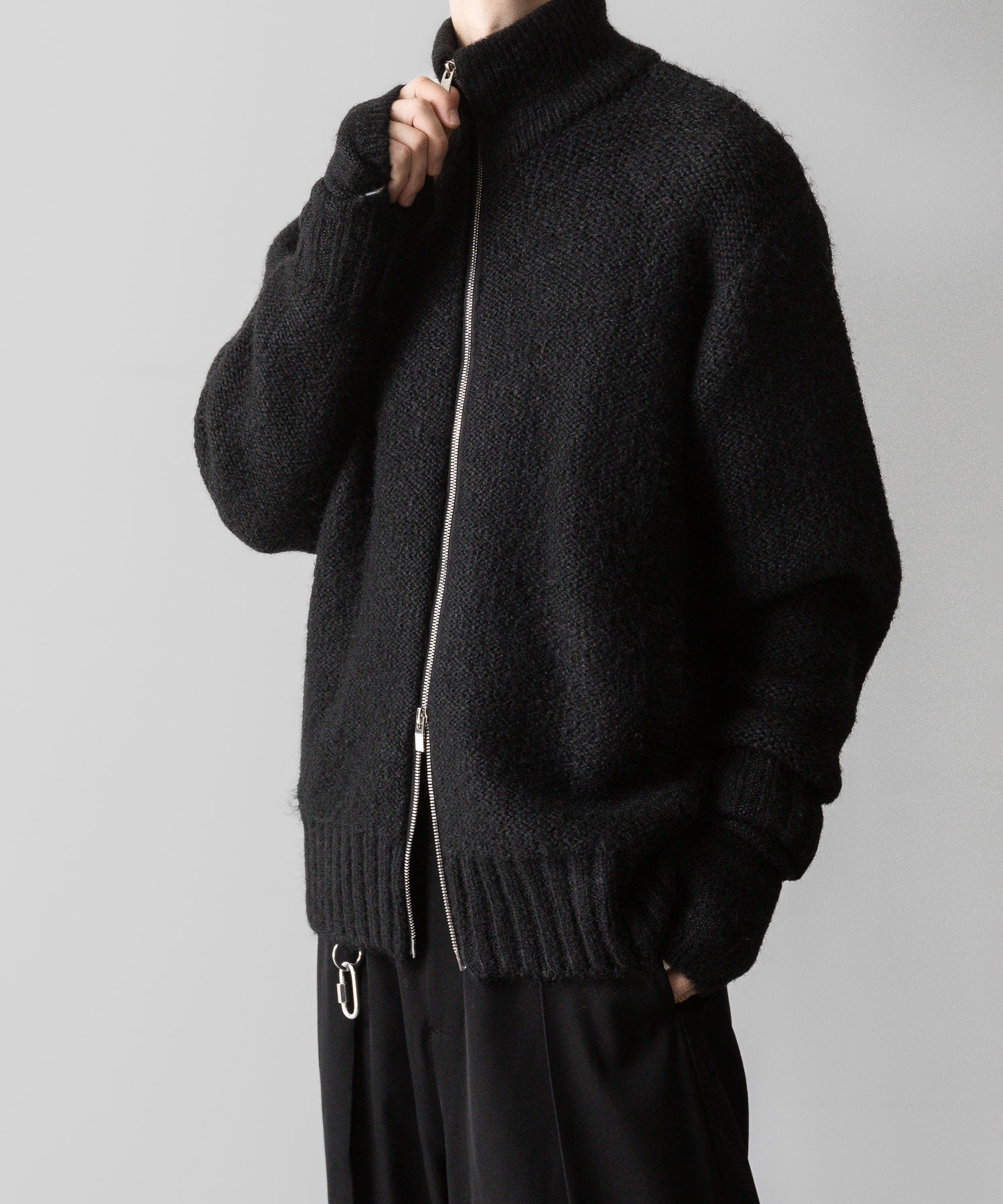 Exclusive【 VEIN 】SHAGGY KNIT DRIVERS JACKET - BLACK