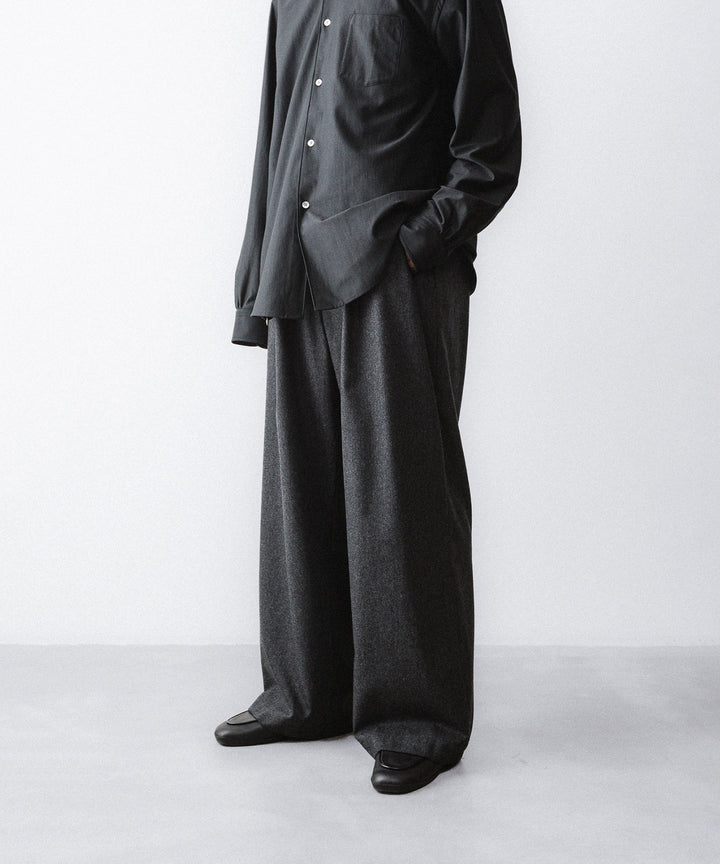 【ANTHEM A】WOOL CASHMERE POPLIN MELTON NO-BRAINER PANTS - CHARCOAL