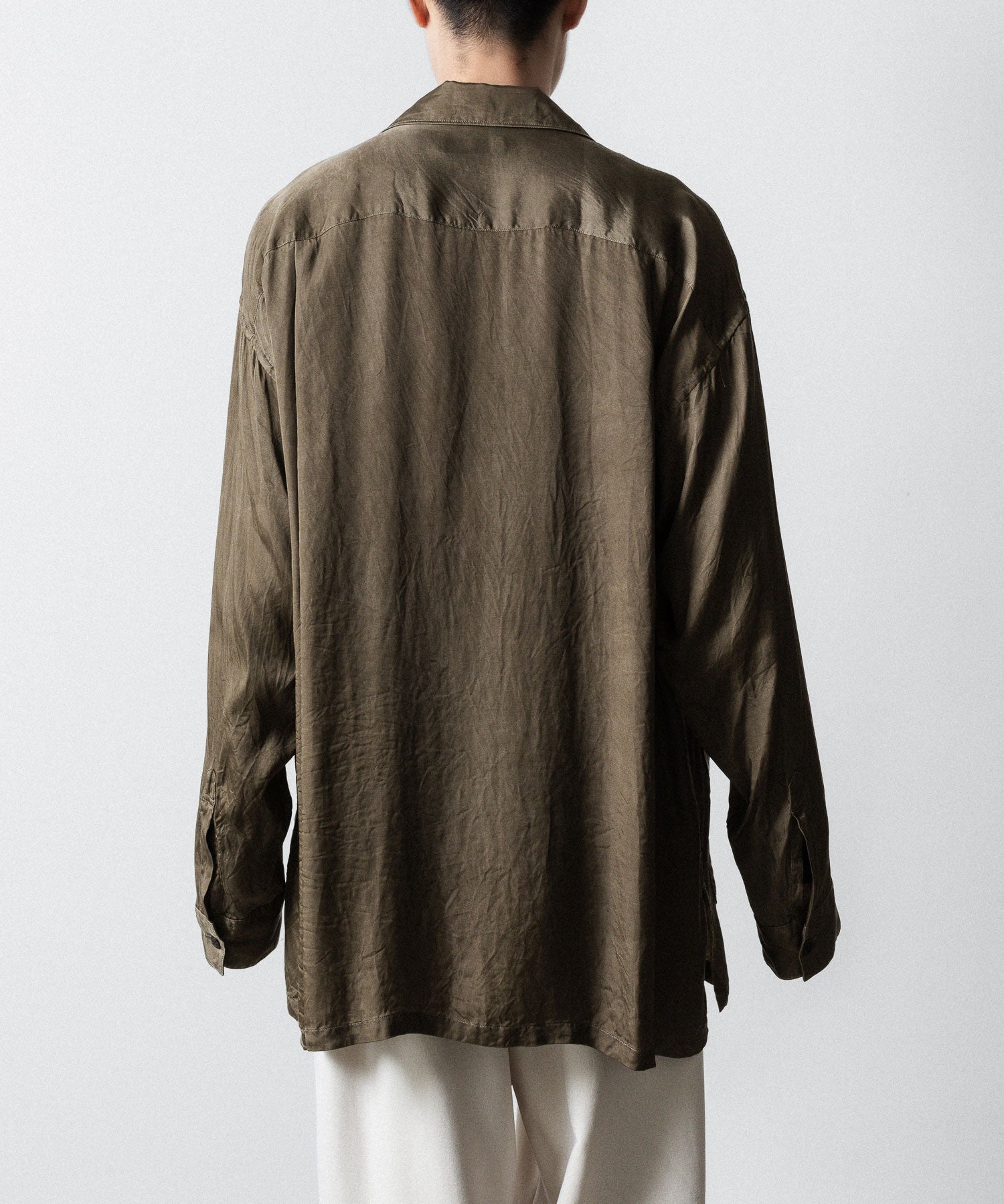 ANTHEM A-アンセムエーのPIGMENT CUPRO OPEN COLLAR SHIRTのKHAKI 公式通販サイトsession福岡セレクトショップ