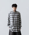 【ssstein】RAYON/LYOCELL CHECK OVERSIZED DOWN PAT SHIRT - BLACK OMBRE