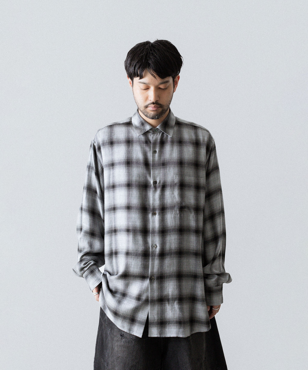 ssstein(シュタイン)のRAYON/LYOCELL CHECK OVERSIZED DOWN PAT SHIRT - BLACK OMBREの公式通販サイトsession福岡セレクトショップ