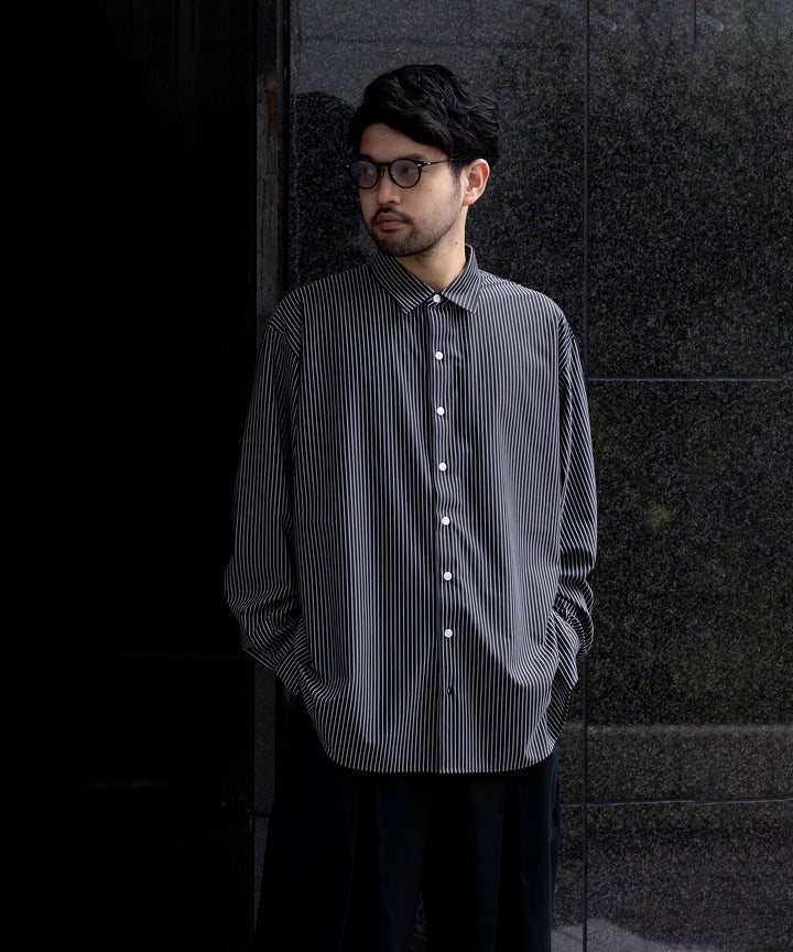 【KANEMASA PHIL.】カネマサのPENCIL STRIPE DRESS JERSEY SHIRT - BLACK SP 公式通販session福岡セレクトショップ