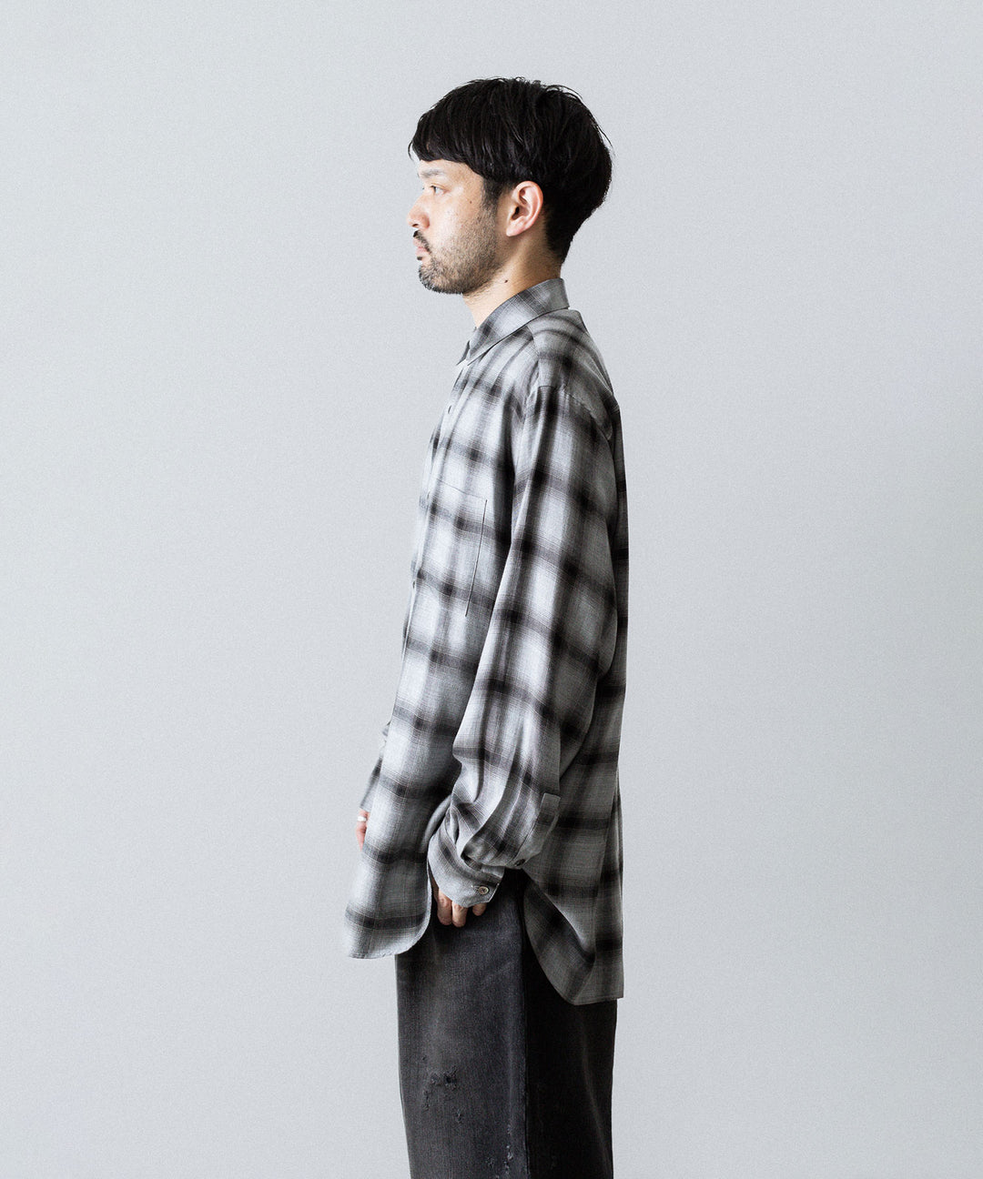ssstein(シュタイン)のRAYON/LYOCELL CHECK OVERSIZED DOWN PAT SHIRT - BLACK OMBREの公式通販サイトsession福岡セレクトショップ