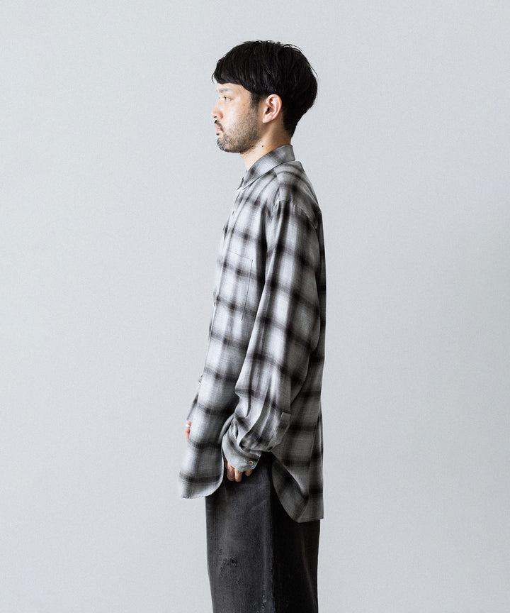 ssstein(シュタイン)のRAYON/LYOCELL CHECK OVERSIZED DOWN PAT SHIRT - BLACK OMBREの公式通販サイトsession福岡セレクトショップ