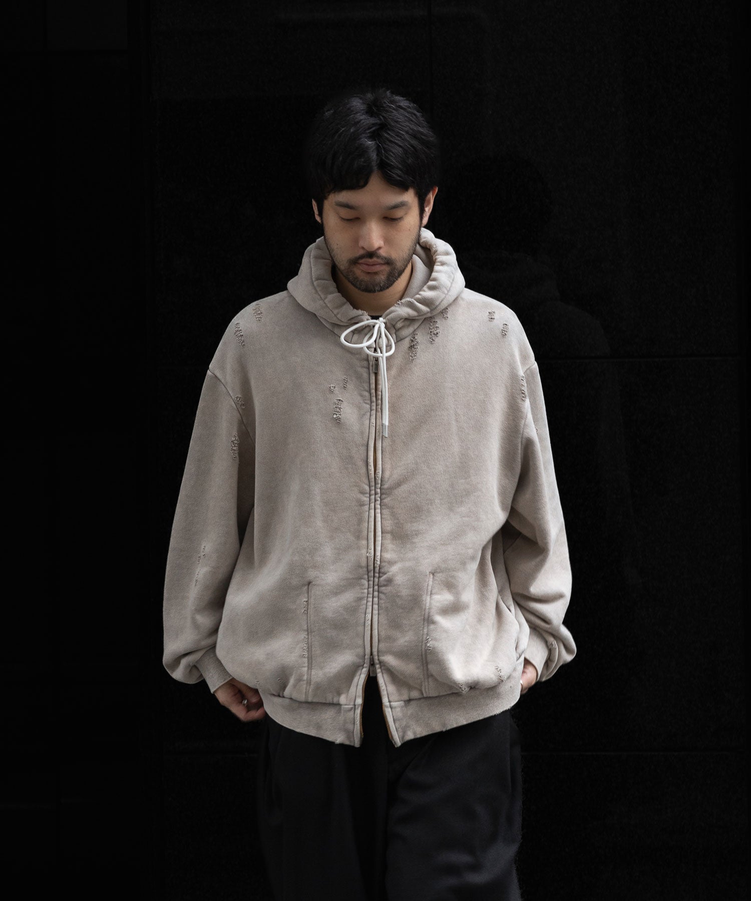 VEIN ヴェインのCO SWEAT DISTRESSED ZIP UP HOODIE - X.GRAYの公式通販サイトsession福岡セレクトショップ