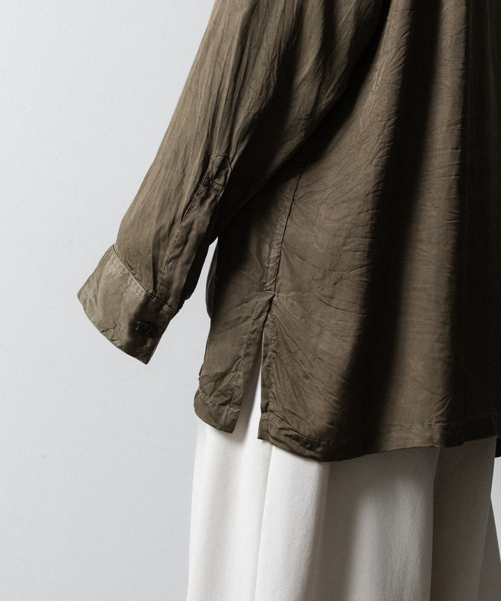 ANTHEM A-アンセムエーのPIGMENT CUPRO OPEN COLLAR SHIRTのKHAKI 公式通販サイトsession福岡セレクトショップ