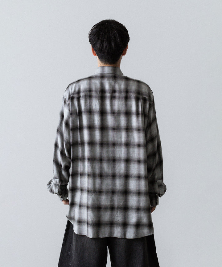 ssstein(シュタイン)のRAYON/LYOCELL CHECK OVERSIZED DOWN PAT SHIRT - BLACK OMBREの公式通販サイトsession福岡セレクトショップ