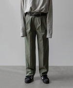 画像をギャラリービューアに読み込む, 【INTÉRIM】GIZA GABARDINE 2-TUCK STRAIGHT SLACKS - OLIVE
