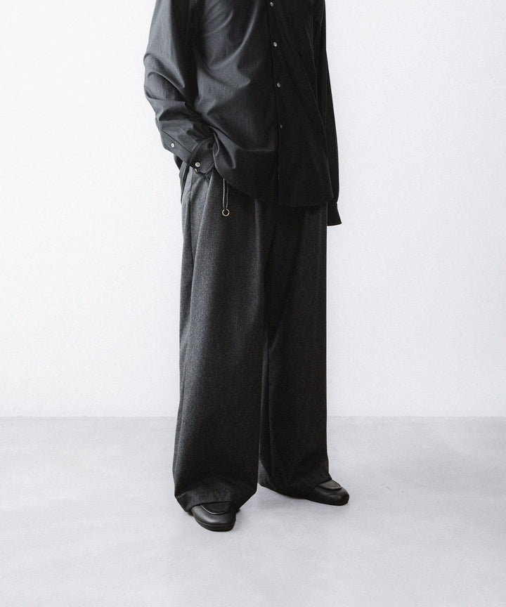 【ANTHEM A】WOOL CASHMERE POPLIN MELTON NO-BRAINER PANTS - CHARCOAL