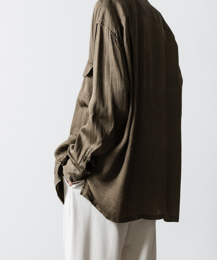 ANTHEM A-アンセムエーのPIGMENT CUPRO OPEN COLLAR SHIRTのKHAKI 公式通販サイトsession福岡セレクトショップ