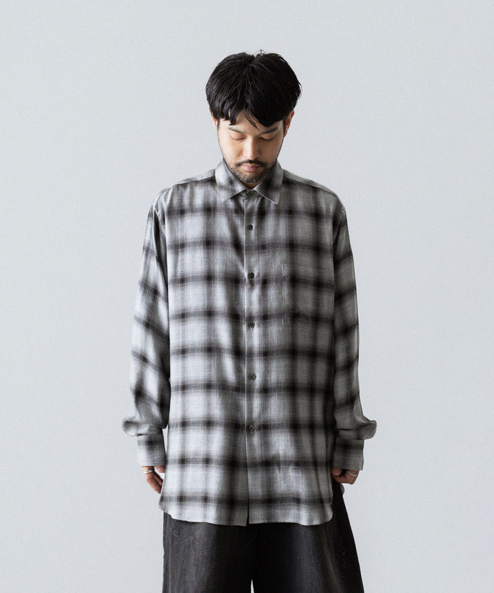 ssstein(シュタイン)のRAYON/LYOCELL CHECK OVERSIZED DOWN PAT SHIRT - BLACK OMBREの公式通販サイトsession福岡セレクトショップ