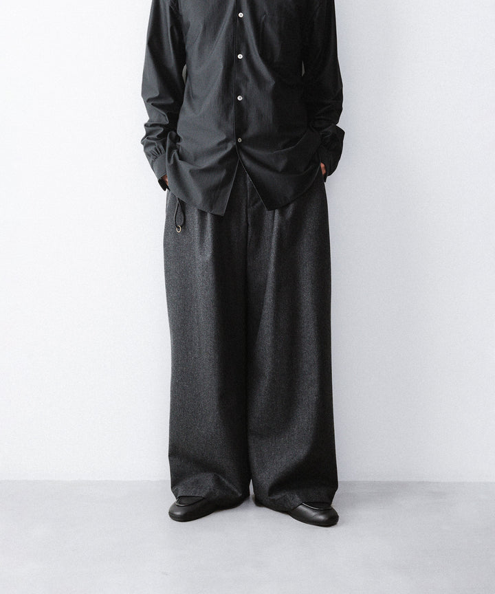 【ANTHEM A】WOOL CASHMERE POPLIN MELTON NO-BRAINER PANTS - CHARCOAL
