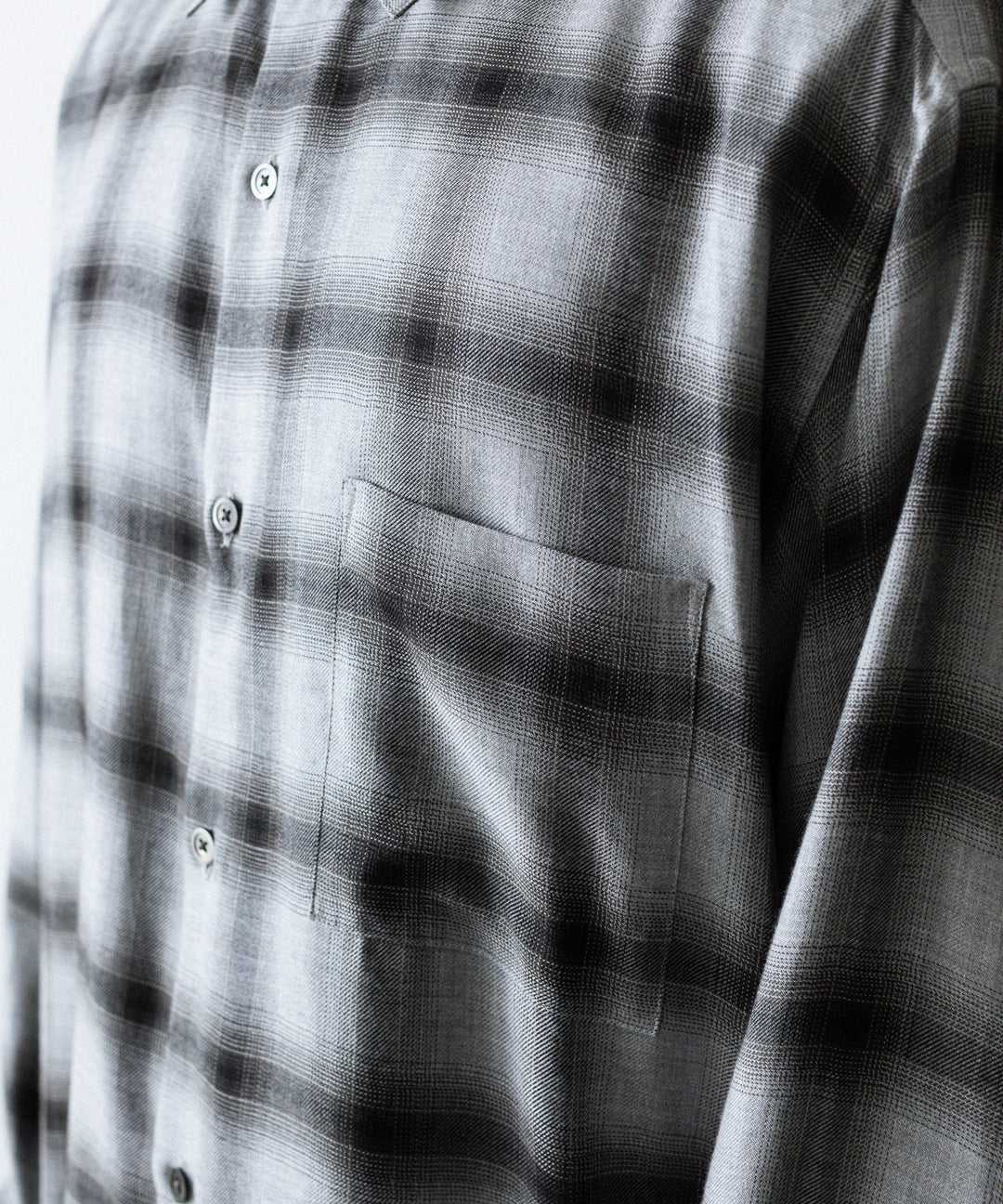 ssstein(シュタイン)のRAYON/LYOCELL CHECK OVERSIZED DOWN PAT SHIRT - BLACK OMBREの公式通販サイトsession福岡セレクトショップ