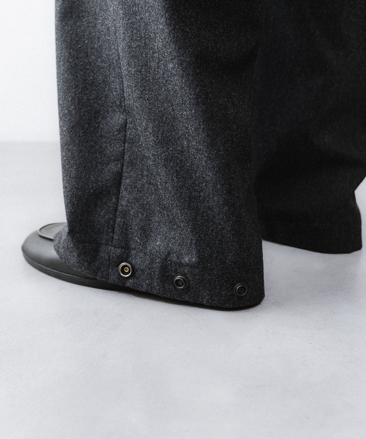 【ANTHEM A】WOOL CASHMERE POPLIN MELTON NO-BRAINER PANTS - CHARCOAL