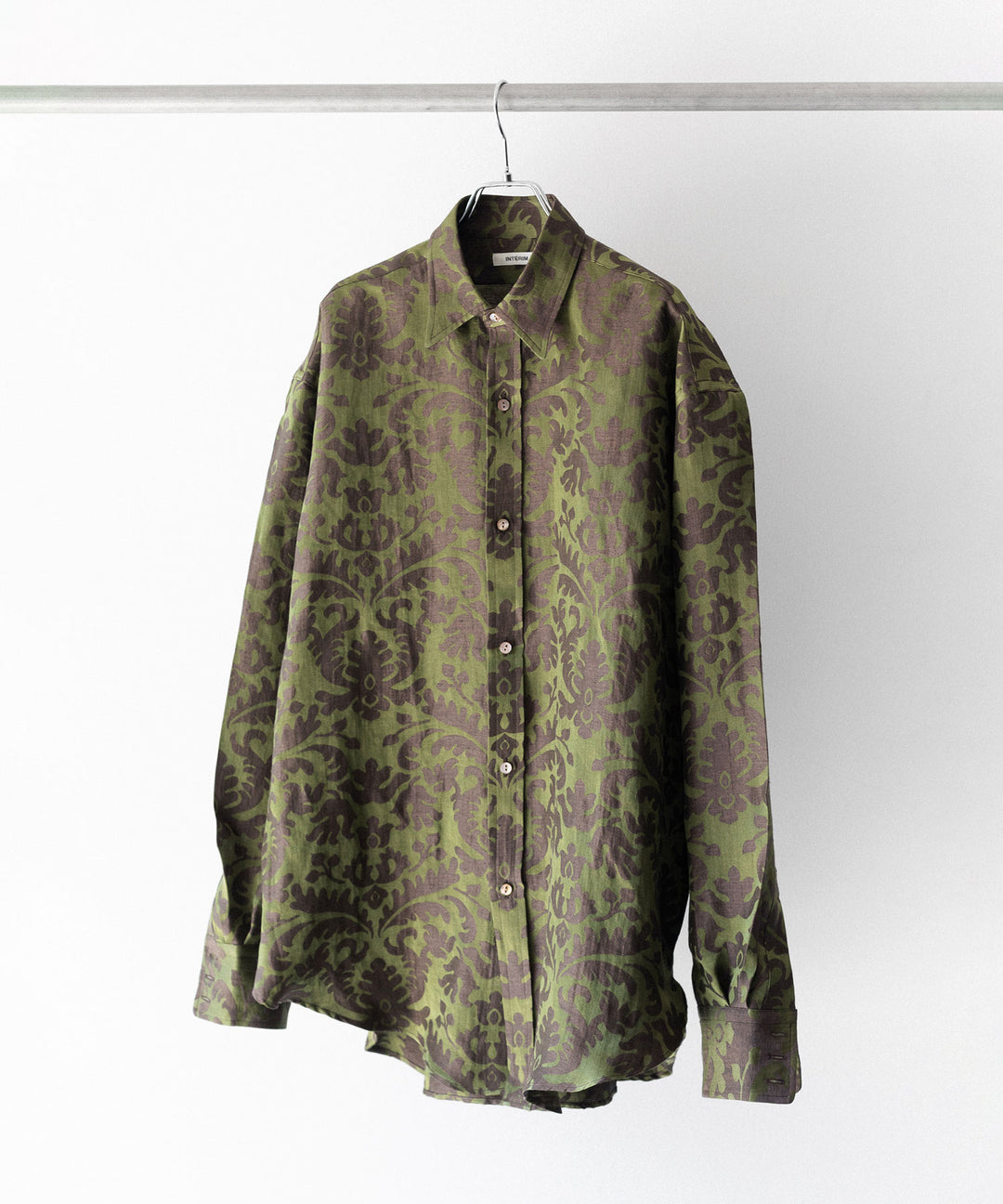INTÉRIM(インテリム)のHYPER BIG LINEN SILK JACQUARD POCKETLESS DRESS WESTERN SHIRT - CHIVE JQ公式通販サイトsession福岡セレクトショップ