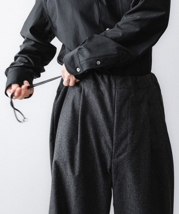 【ANTHEM A】WOOL CASHMERE POPLIN MELTON NO-BRAINER PANTS - CHARCOAL