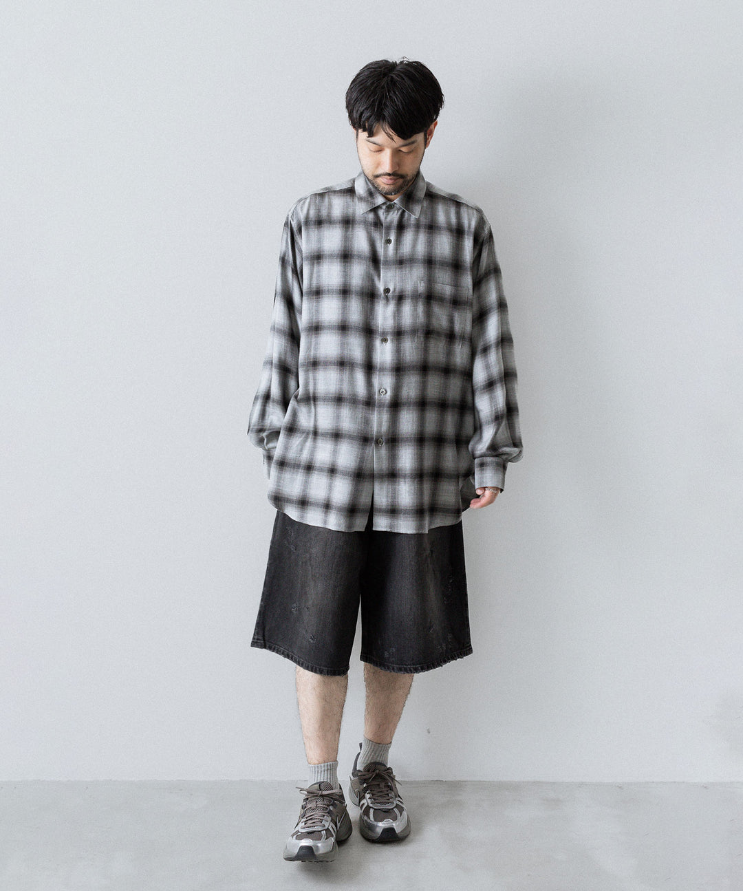 ssstein(シュタイン)のRAYON/LYOCELL CHECK OVERSIZED DOWN PAT SHIRT - BLACK OMBREの公式通販サイトsession福岡セレクトショップ