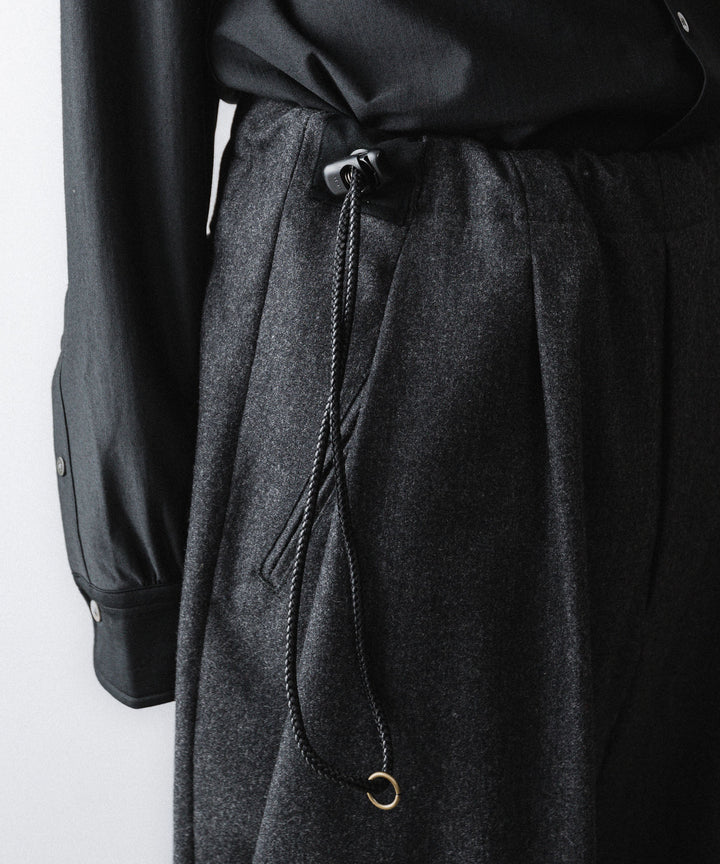 【ANTHEM A】WOOL CASHMERE POPLIN MELTON NO-BRAINER PANTS - CHARCOAL