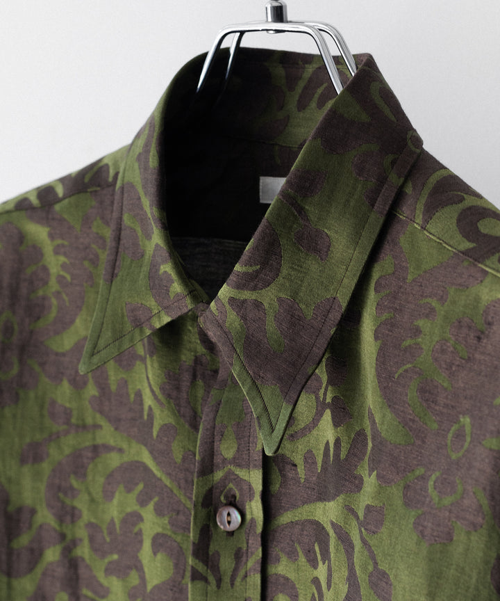 INTÉRIM(インテリム)のHYPER BIG LINEN SILK JACQUARD POCKETLESS DRESS WESTERN SHIRT - CHIVE JQ公式通販サイトsession福岡セレクトショップ