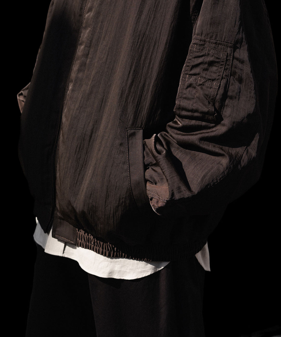 ssstein(シュタイン)のSHRUNK NYLON OVERSIZED FLIGHT JACKET - DARK BROWNの公式通販サイトsession福岡セレクトショップ
