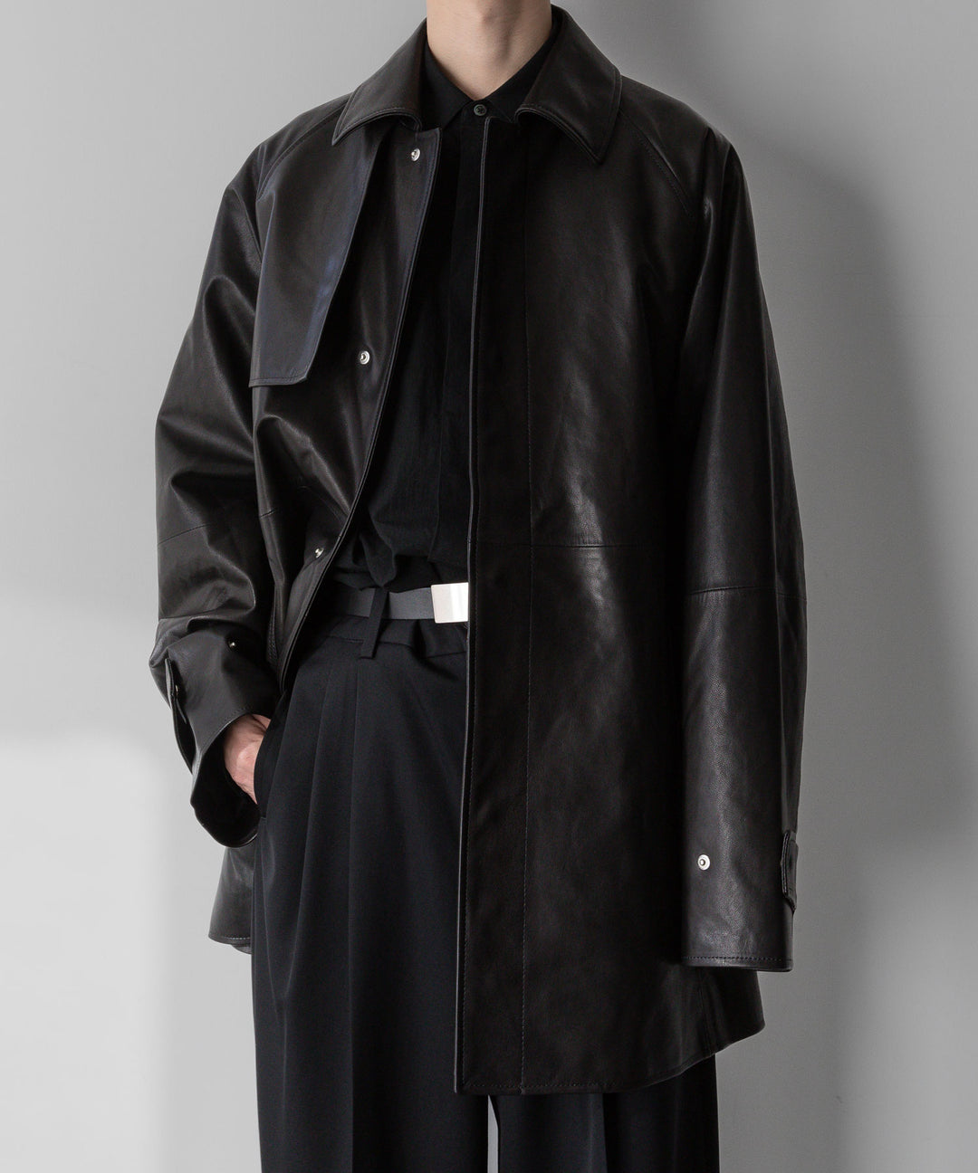 【stein】シュタイン 24ss LEATHER HALF COAT - BLACK sessionセッション福岡セレクトショップ 公式通販サイト