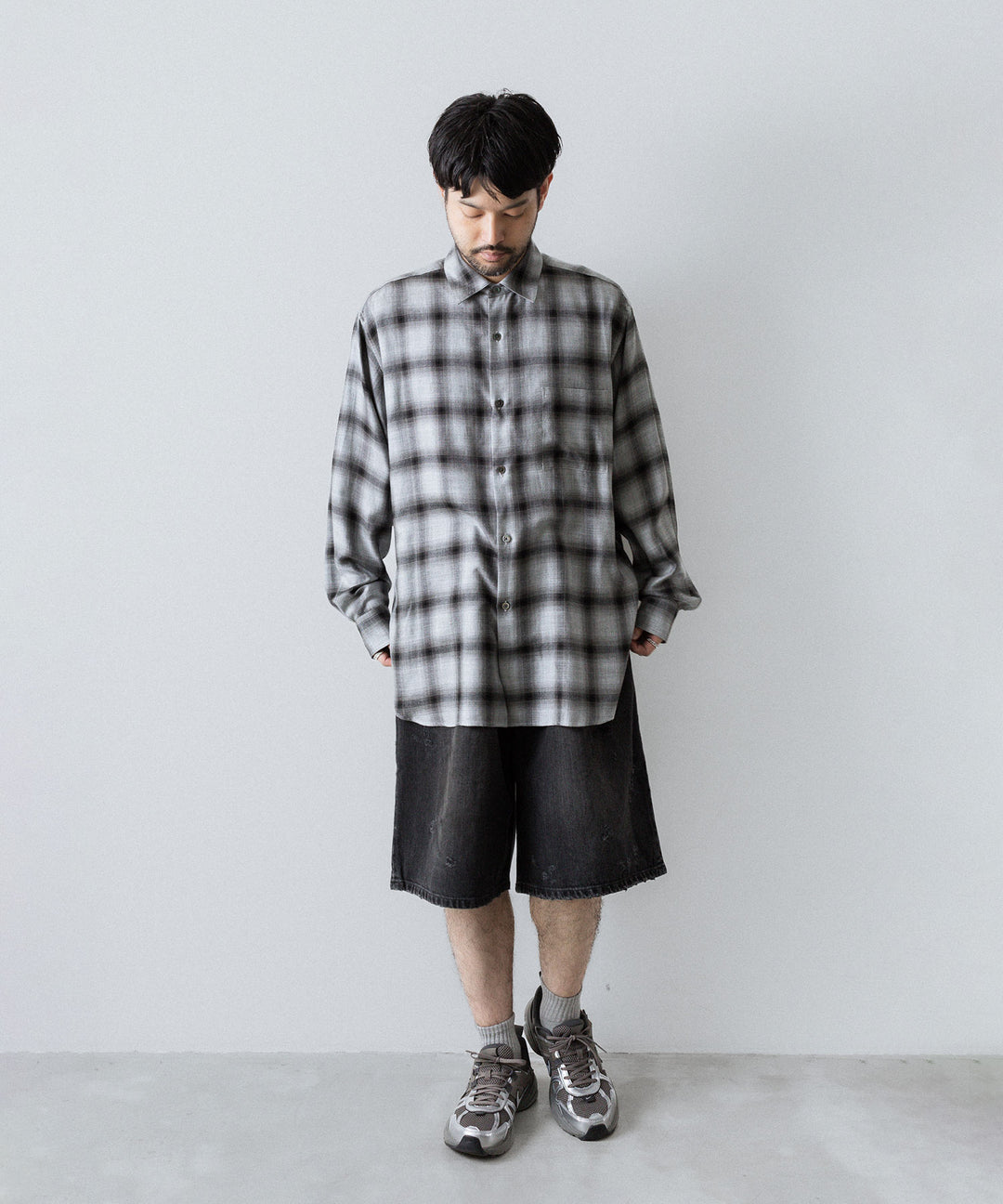 ssstein(シュタイン)のRAYON/LYOCELL CHECK OVERSIZED DOWN PAT SHIRT - BLACK OMBREの公式通販サイトsession福岡セレクトショップ