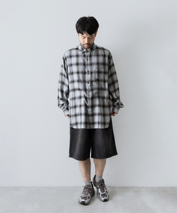 ssstein(シュタイン)のRAYON/LYOCELL CHECK OVERSIZED DOWN PAT SHIRT - BLACK OMBREの公式通販サイトsession福岡セレクトショップ