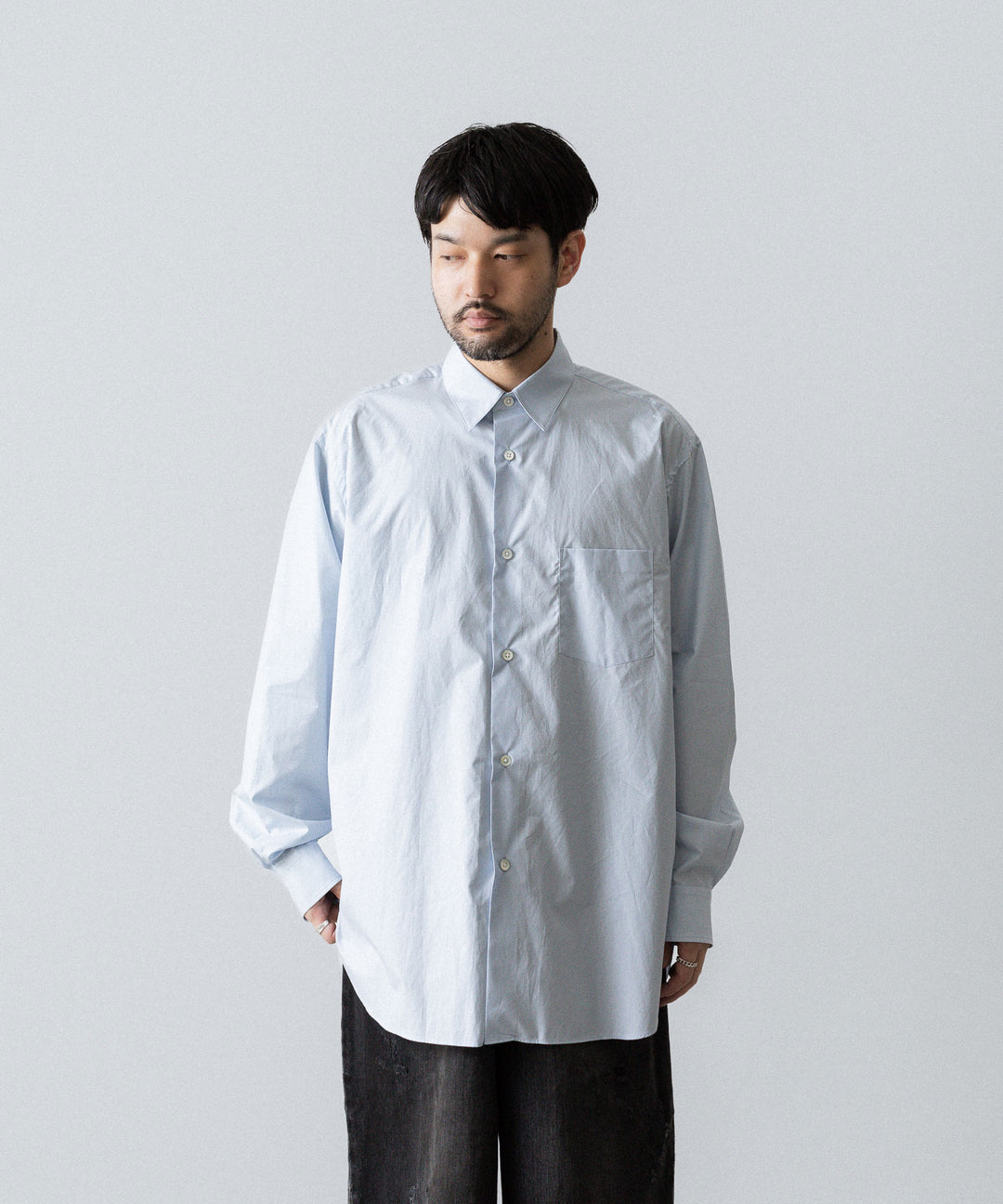 ssstein(シュタイン)のSUVIN COTTON OVERSIZED REGULAR COLLAR SHIRT - OFF BLUEの公式通販サイトsession福岡セレクトショップ