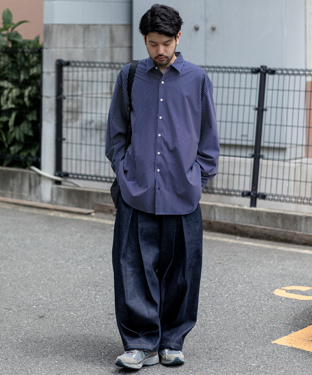 【KANEMASA PHIL.】PENCIL STRIPE DRESS JERSEY SHIRT - NAVY SP
