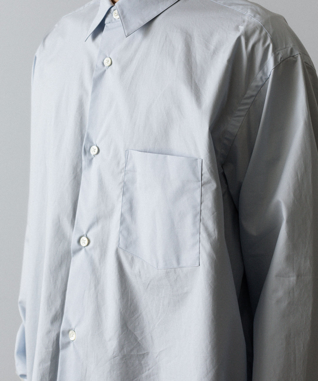 ssstein(シュタイン)のSUVIN COTTON OVERSIZED REGULAR COLLAR SHIRT - OFF BLUEの公式通販サイトsession福岡セレクトショップ