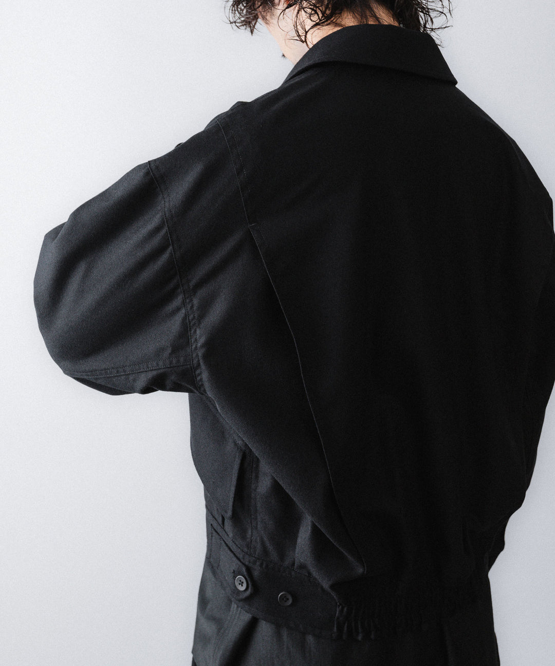 【ANTHEM A】WOOL CASHMERE POPLIN MELTON POCKET BLOUSON - BLACK