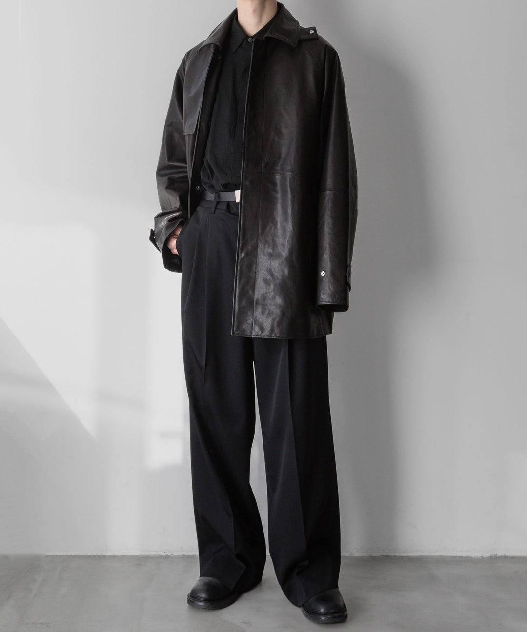 【stein】シュタイン24ss LEATHER BELT ( PLAIN BUCKLE ) - BLACK sessionセッション福岡セレクトショップ 公式通販サイト