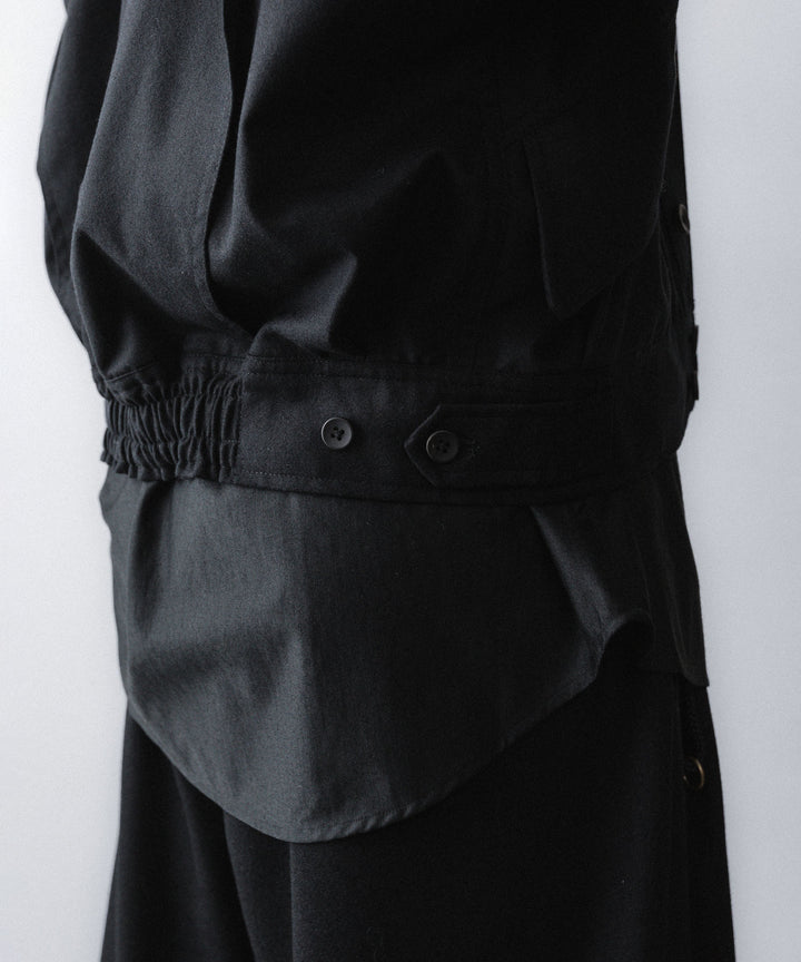 【ANTHEM A】WOOL CASHMERE POPLIN MELTON POCKET BLOUSON - BLACK