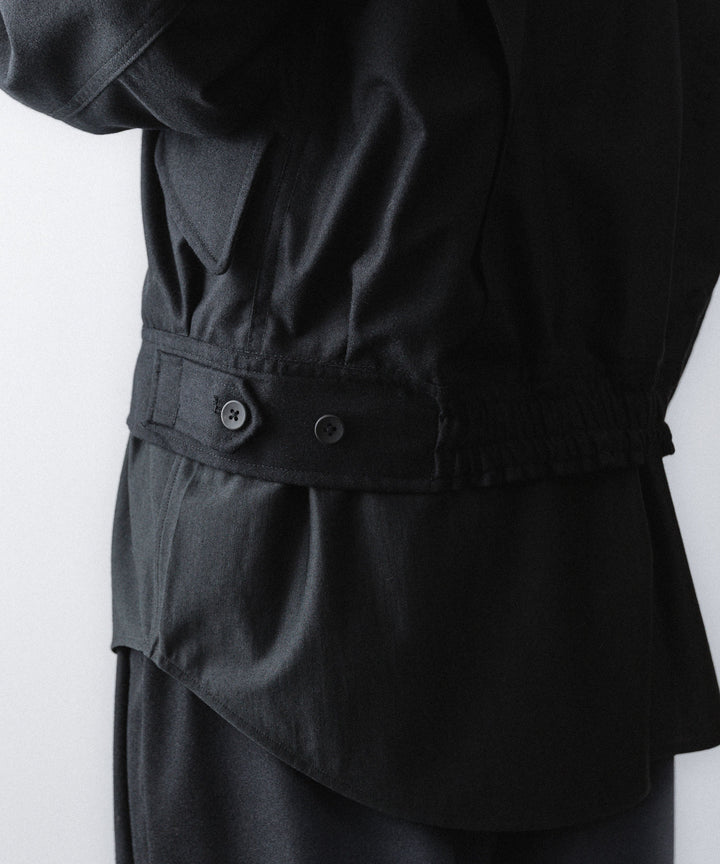 【ANTHEM A】WOOL CASHMERE POPLIN MELTON POCKET BLOUSON - BLACK