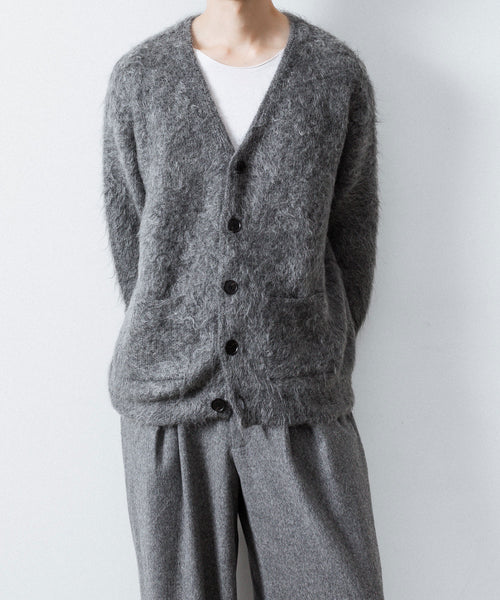 ssstein / シュタイン】KID MOHAIR KNIT V NECK CARDIGAN - GREY