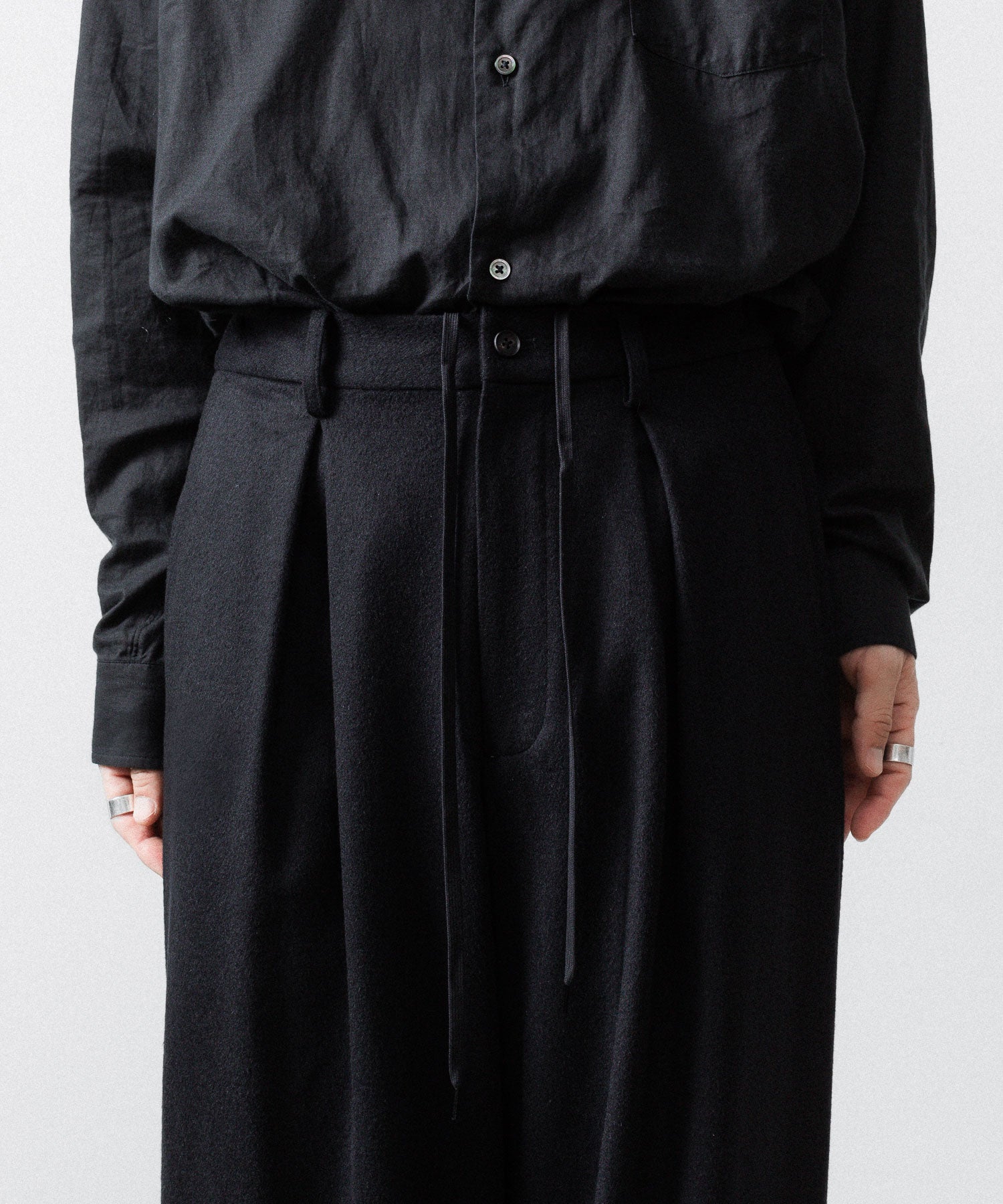 ssstein / シュタイン】W/CA BEAVER EASY WIDE TROUSERS - BLACK