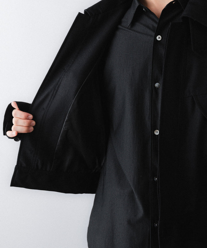 【ANTHEM A】WOOL CASHMERE POPLIN MELTON POCKET BLOUSON - BLACK