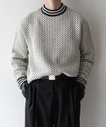 画像をギャラリービューアに読み込む, INTERIM(インテリム)の23AWコレクションのALPACA BIRD&#39;S EYE HEAVY CREW SWEATER - WHITE × NAVY sessionセッション福岡セレクトショップ 公式通販サイト
