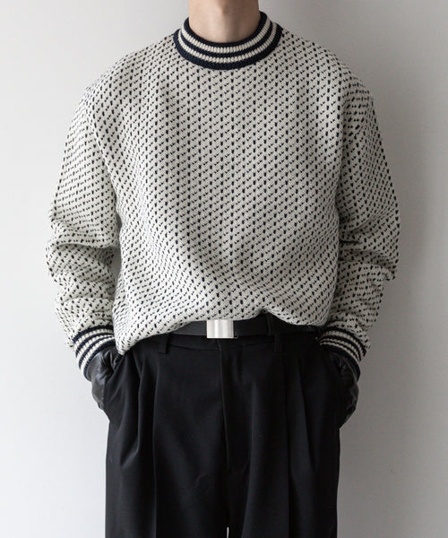 INTÉRIM/インテリム】ALPACA BIRD'S EYE HEAVY CREW SWEATER - WHITE