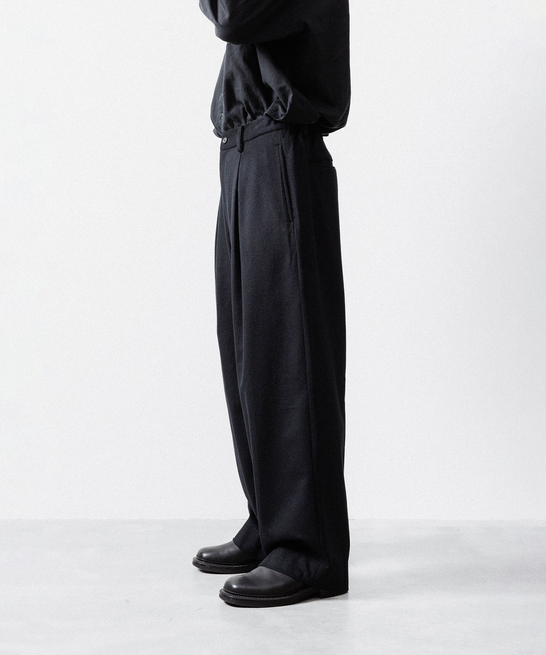 ssstein(シュタイン)のW/CA BEAVER EASY WIDE TROUSERS - BLACKの公式通販サイトsession福岡セレクトショップ