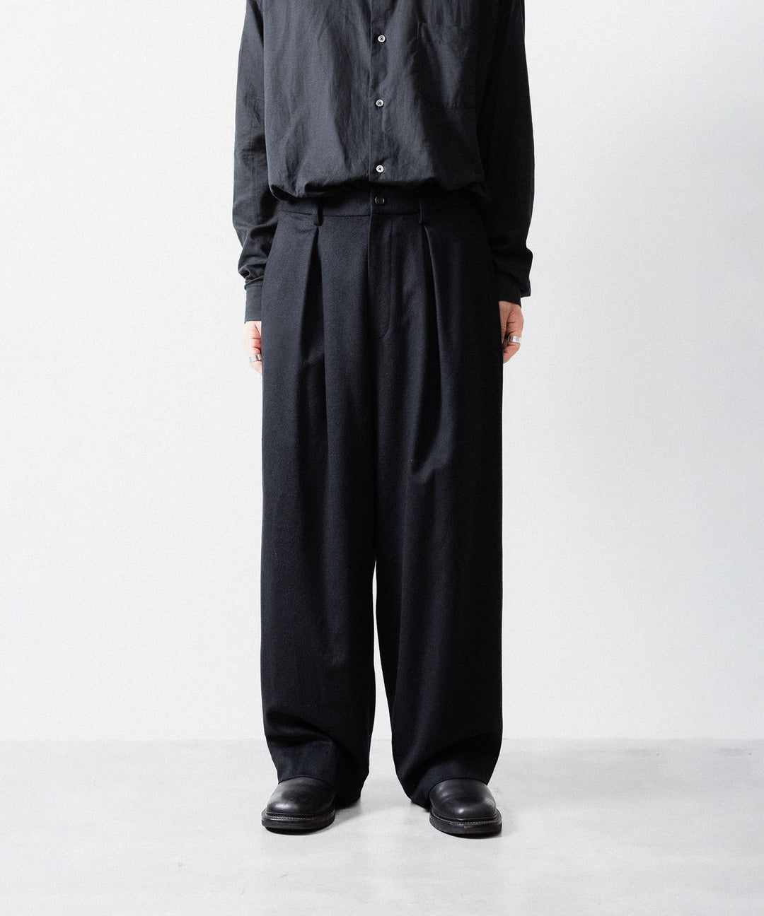 ssstein(シュタイン)のW/CA BEAVER EASY WIDE TROUSERS - BLACKの公式通販サイトsession福岡セレクトショップ